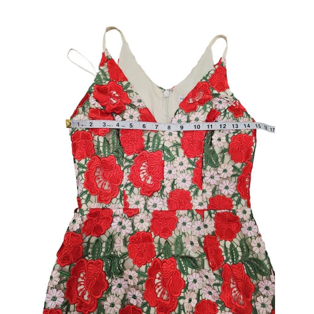 NWOT Women's Dress the Population Aurora Red Floral Embroidered Dress Size S - Picture 8 of 10